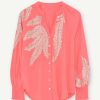 Hot Gustav Gustav Blouse With Embroidery | Womens Casual Summer Tops Ireland Coral