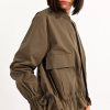 Clearance Molly Bracken Casual Molly Bracken Boyfriend Jacket With Ruffle Detail | Ireland Khaki