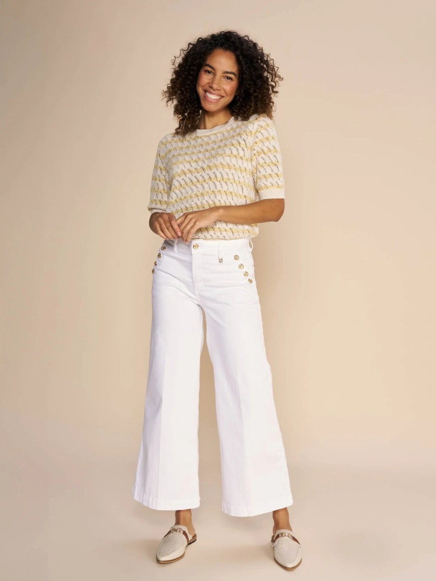 Online Mosmosh Mos Mosh Reem High-Rise Washed Wide-Leg Jeans | Ireland White