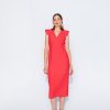 Best Kameya Kameya V-Neck Cap Sleeve Midi Dress | Shop Pencil Dresses Ireland. Red