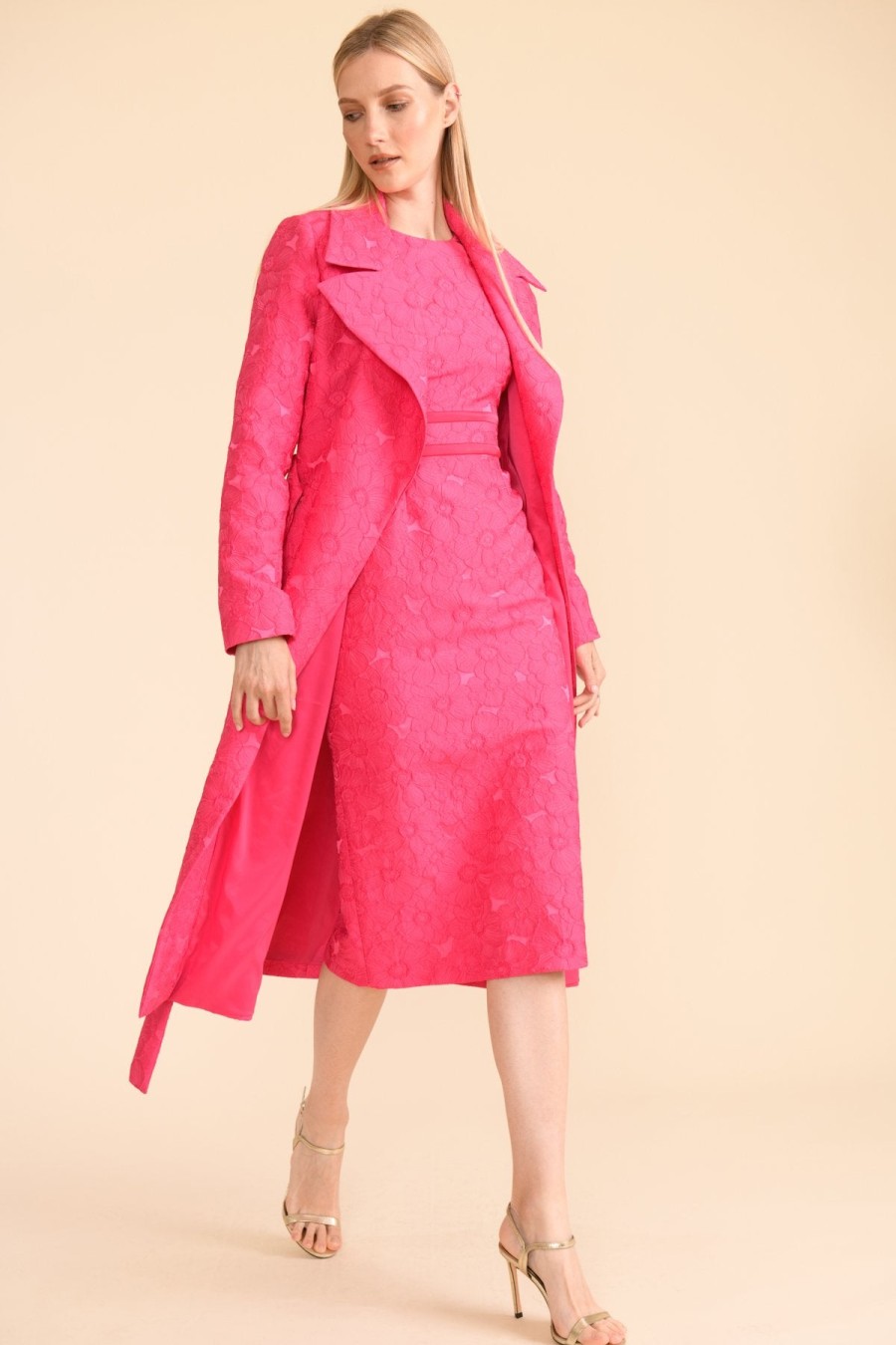 Wholesale Caroline Kilkenny Caroline Kilkenny Jules Pink Jacquard Coat Fuschia