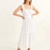 Hot Molly Bracken Molly Bracken Cotton Tiered Maxi Dress | Womens Summer Dress Off White