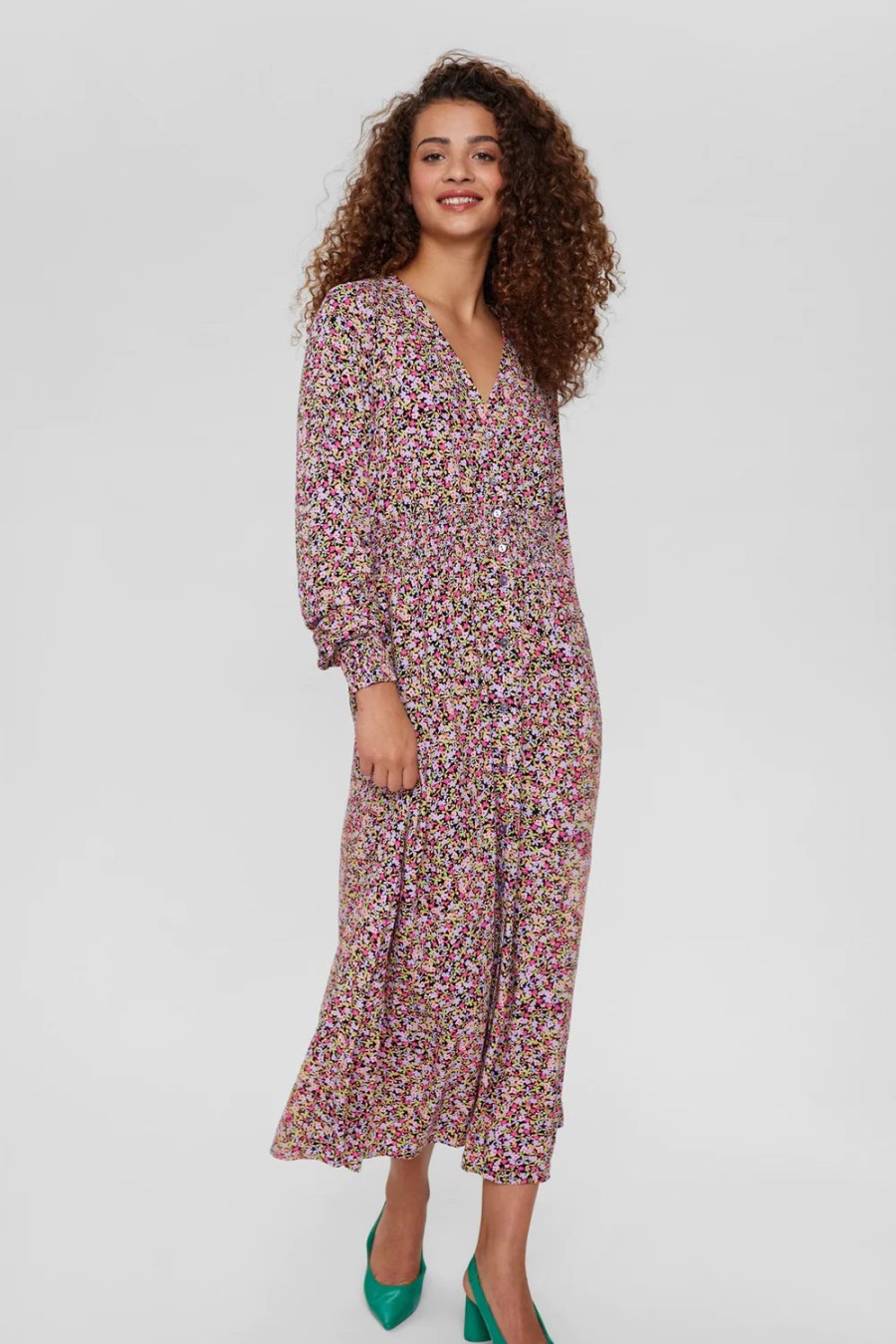 Best Numph Numph Nuarlene Sara Pink Floral Print Maxi Dress | Ireland Caviar