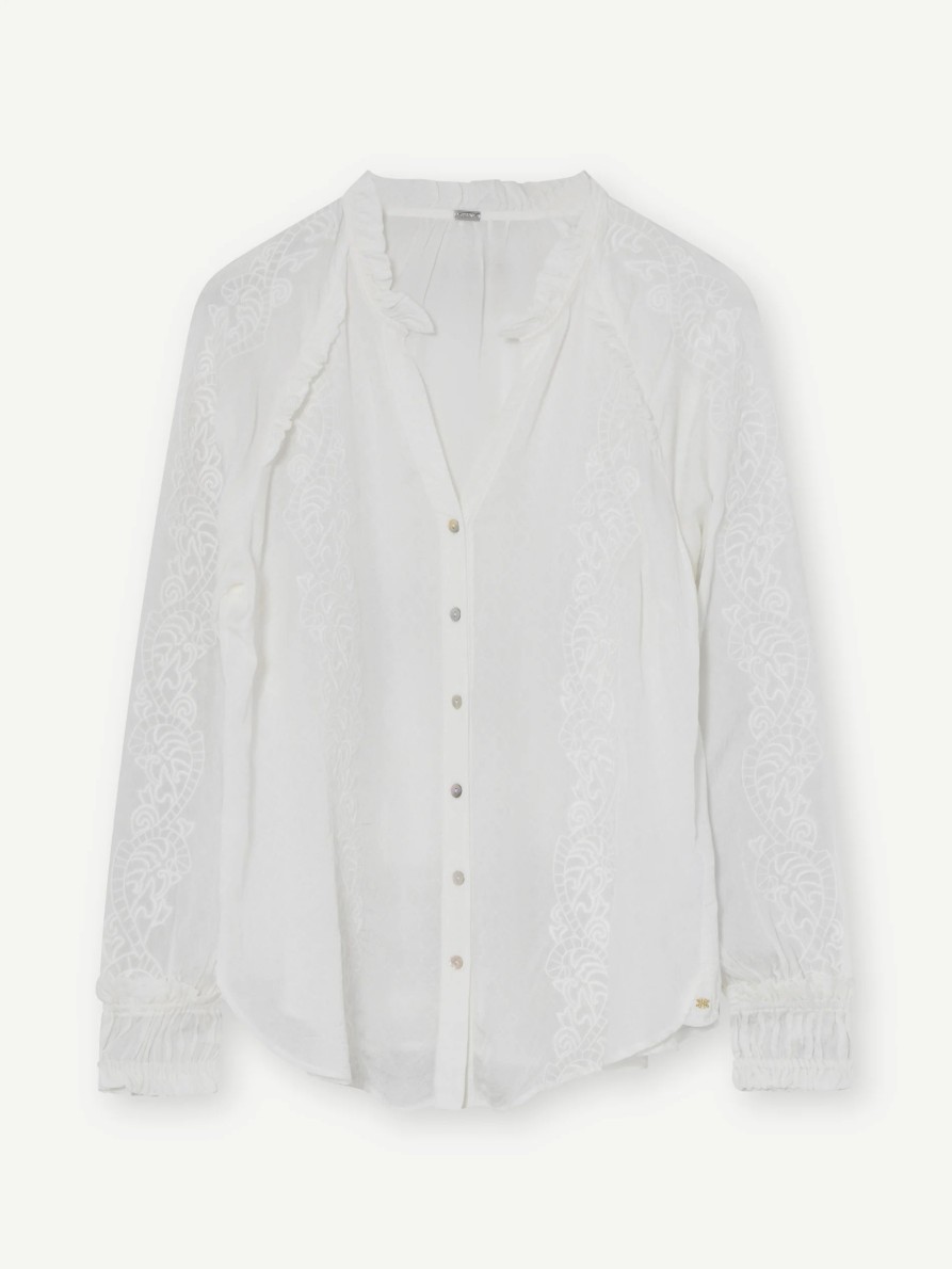 Wholesale Gustav Gustav Tara V-Neck Blouse | Long Sleeve Casual Tops For Women White