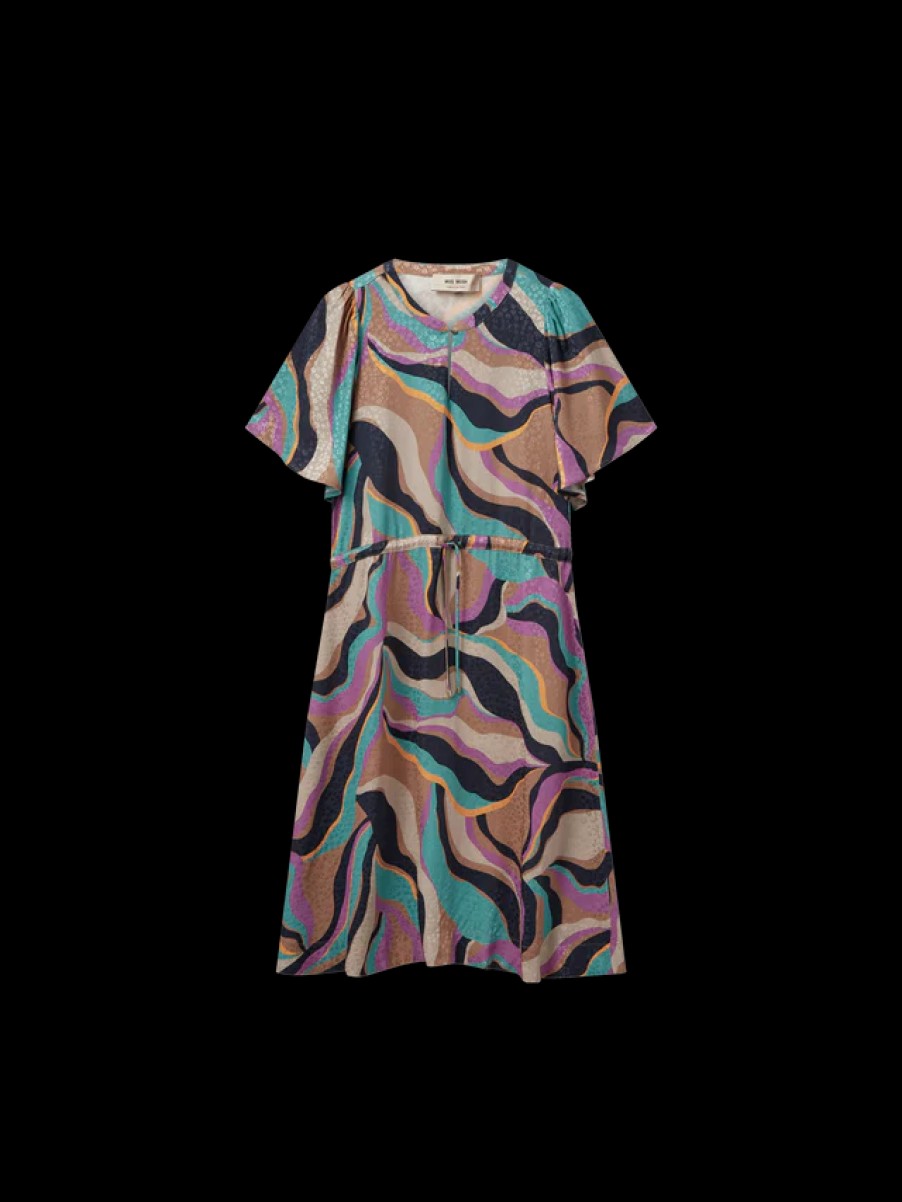 New Mosmosh Mos Mosh May Onda Orchid Print Midi Dress | Ribbon Rouge Pink