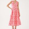 Clearance Exquise Exquise Dot Print Sleeveless Volume Midi Dress | Ribbon Rouge Pink