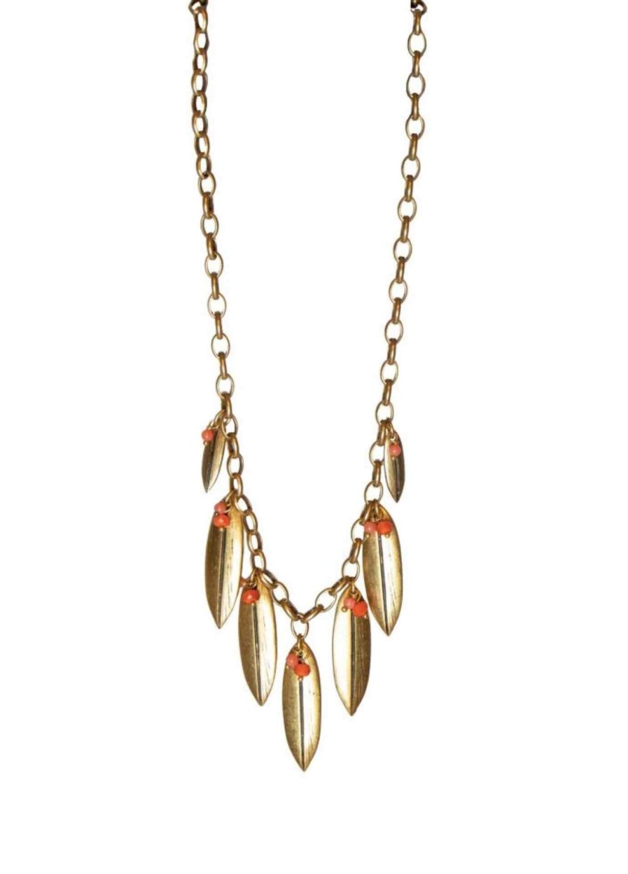 New Hultquist Hultquist Gold & Coral Leaf Necklace | Womens Necklaces | Ribbon Rouge