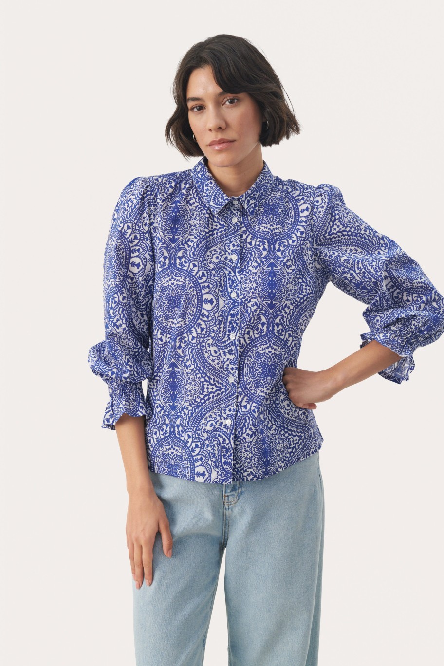 Wholesale Part Two Part Two Nevin Print Shirt | Shop Nice Shirts For Women Ireland Blue