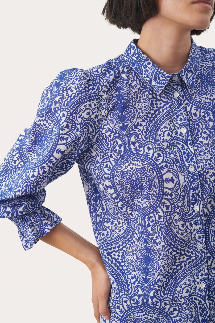 Wholesale Part Two Part Two Nevin Print Shirt | Shop Nice Shirts For Women Ireland Blue