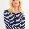 Online Molly Bracken Molly Bracken Navy/White D Heart Cardigan | Summer Knit Ireland Stripe