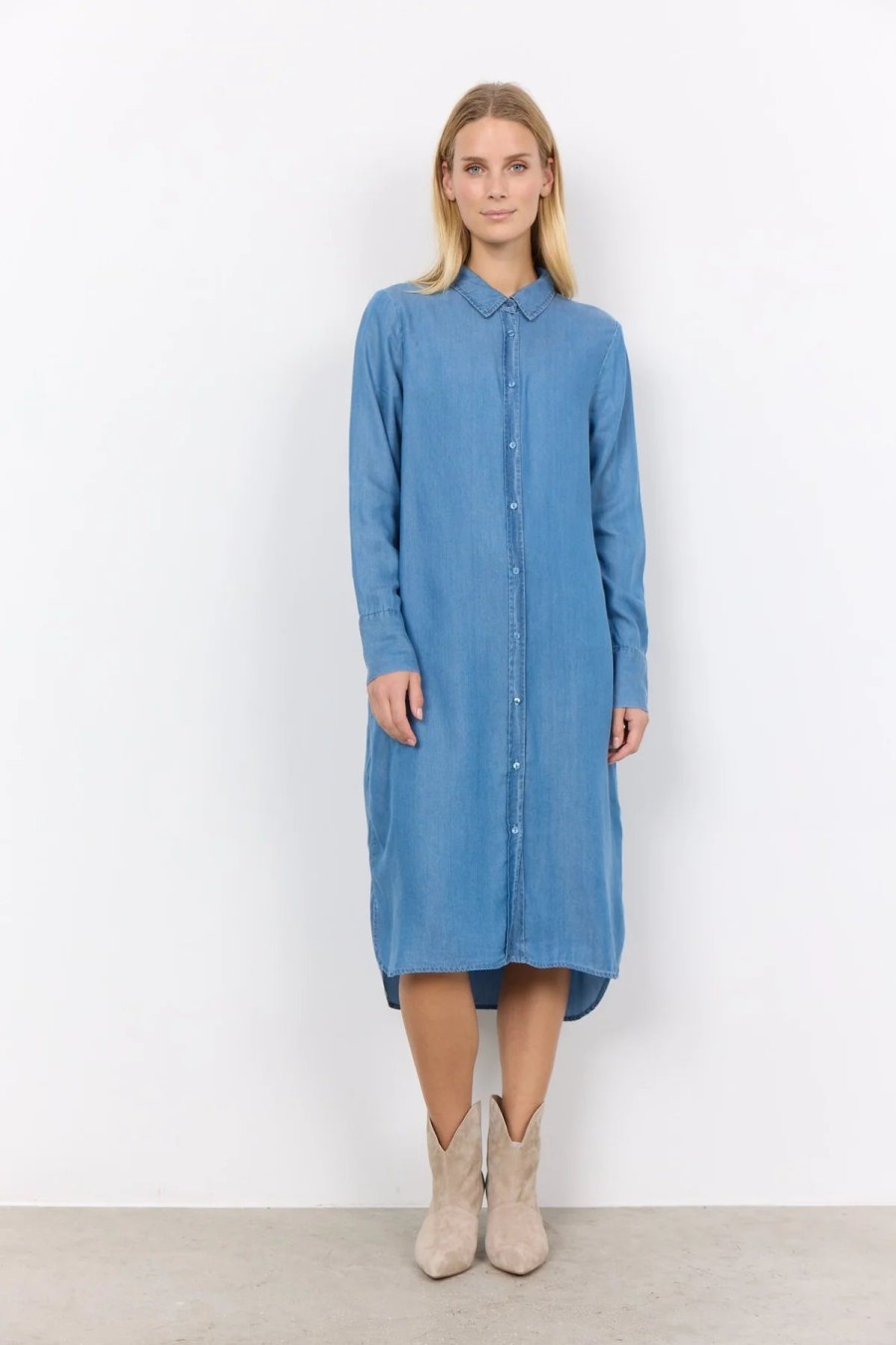 Clearance Soyaconcept Soyaconcept Liv Denim Casual Shirt Dress | Casual Women'S Dresses Ireland Blue