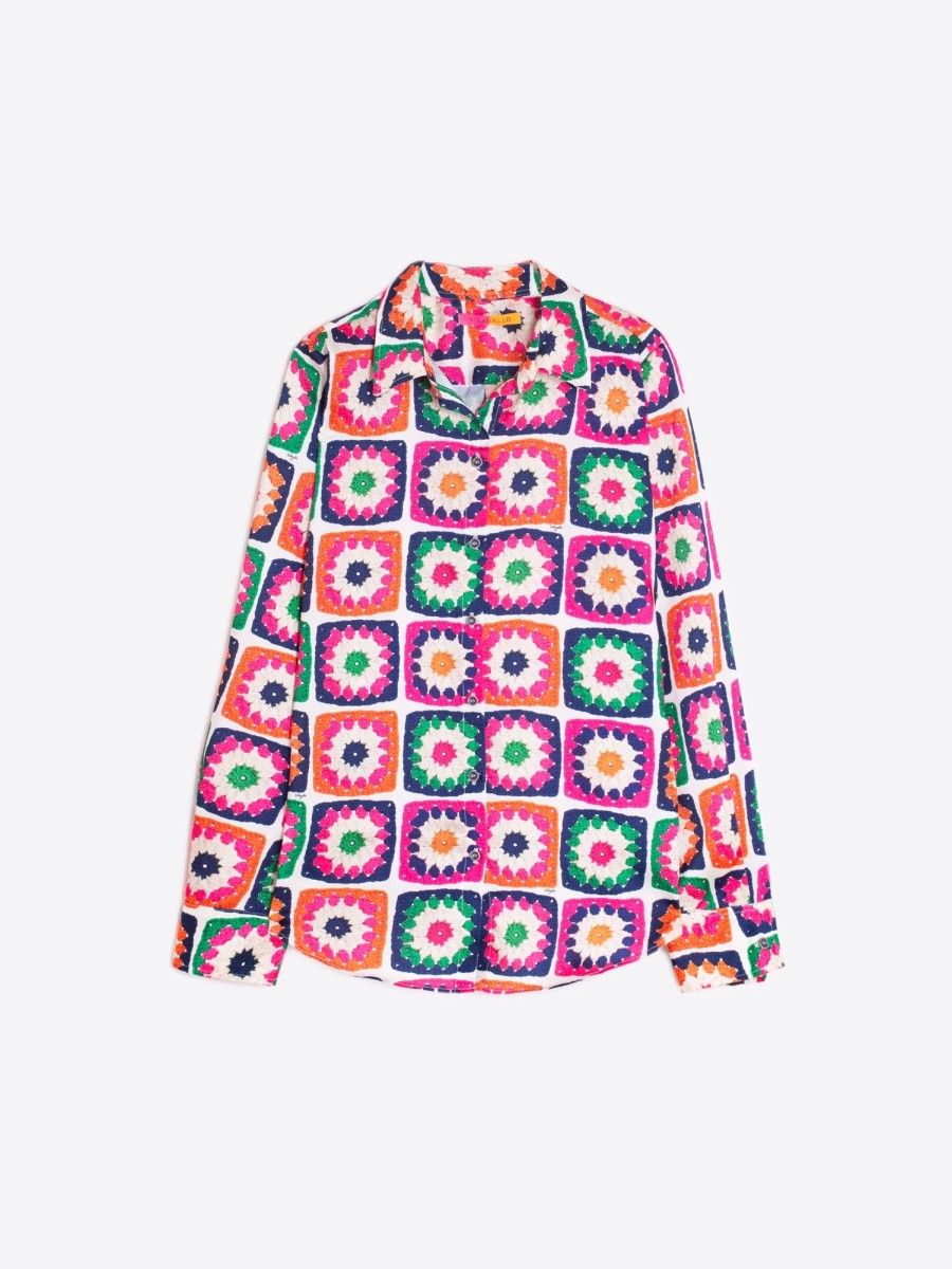 New Vilagallo Vilagallo Crochet Print Shirt | Women'S Summer Shirts Ireland Multi