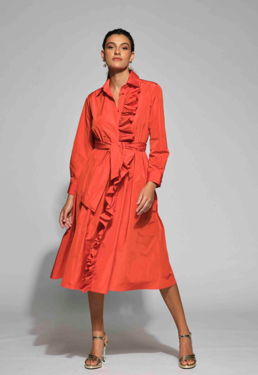 Clearance Moskada Moskada Angela Belted A-Line Dress | Occasion Dresses Ireland Orange