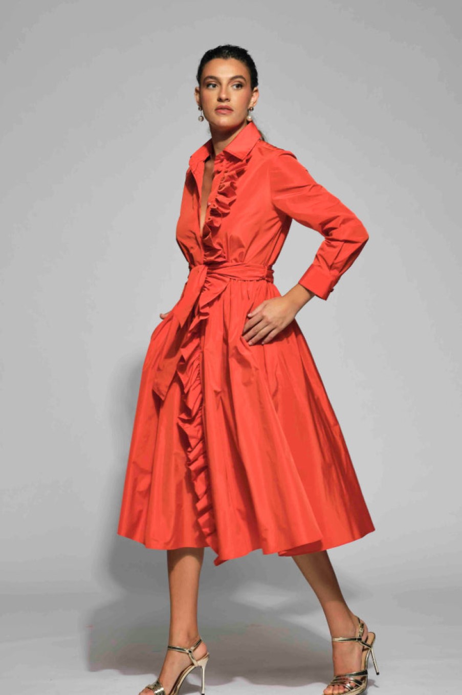 Clearance Moskada Moskada Angela Belted A-Line Dress | Occasion Dresses Ireland Orange