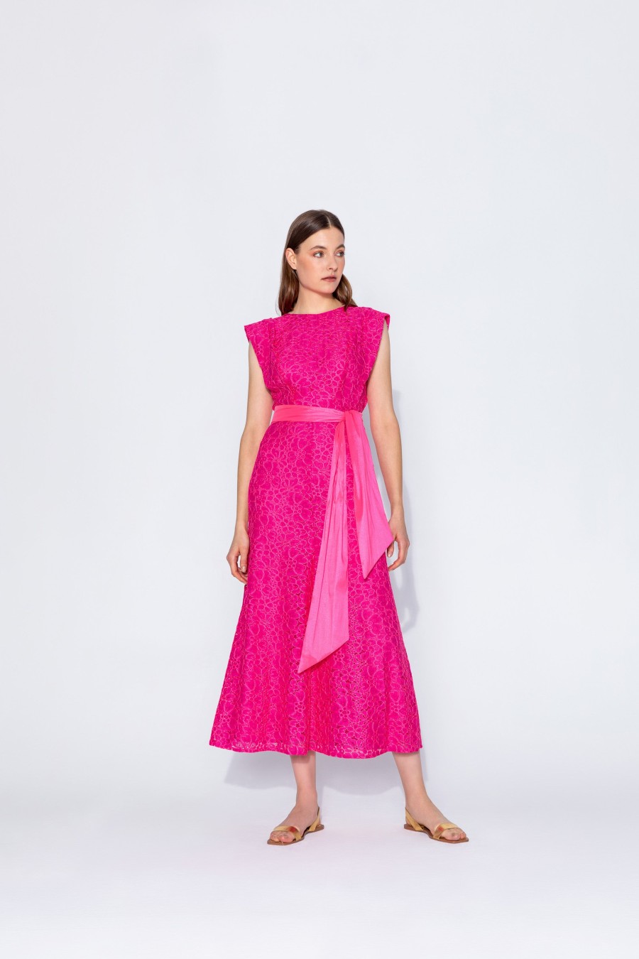 Best Kameya Kameya Fuchsia Floral Lace Maxi Dress | Shop Kameya Dresses Ireland Fuschia