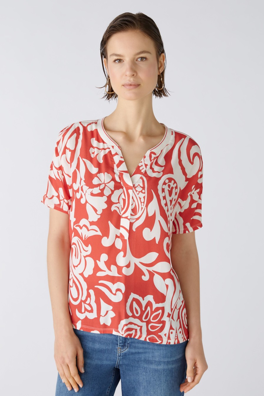 Clearance Oui Oui /Cream Floral Heart Print Top | Women'S Summer Tops Ireland Red