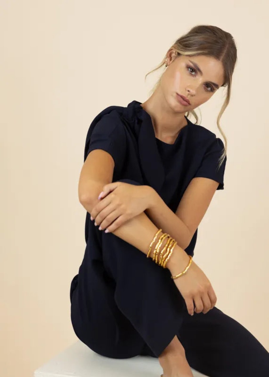 Best Fee G Fee G Corina Short Sleeve Knot Top | Shop Womens Dressy Tops Navy