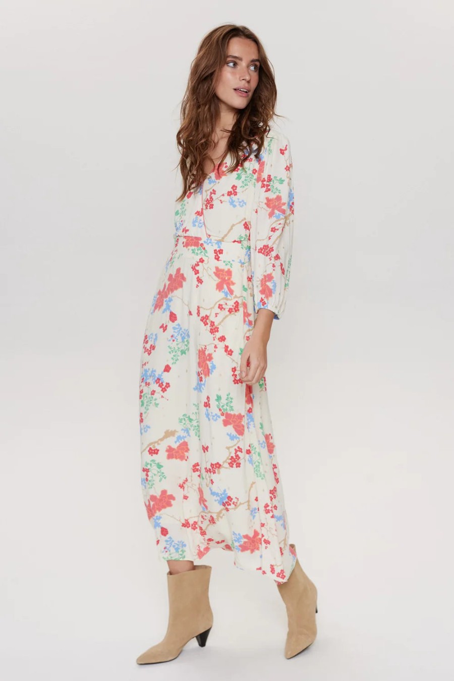 Clearance Numph Numph Nucatalin Blossom Print Midi Dress | Ribbon Rouge Pristine