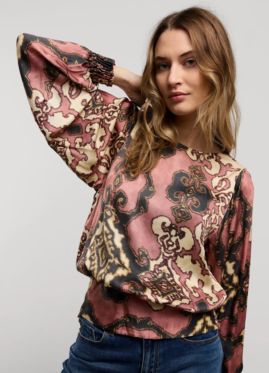 Clearance Summum Dusky Rose Ethnic Print Top | Tops To Wear With Jeans Ireland Pink