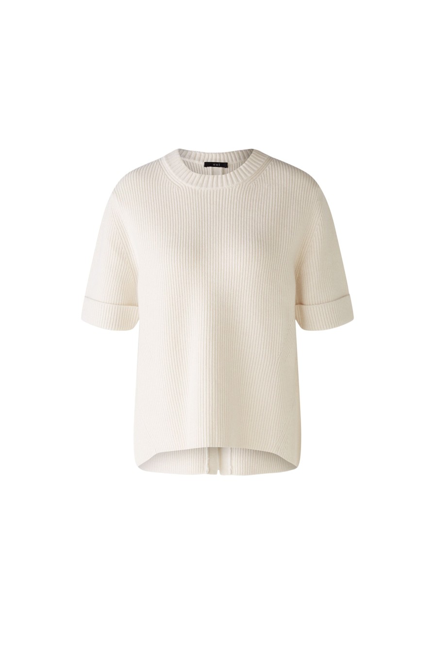 Wholesale Oui Oui Ribbed Knit Short Sleeve Jumper | Ribbon Rouge Off White