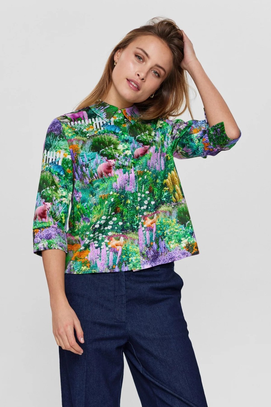 Wholesale Numph Numph Nuatlas Cottage Garden Print Shirt | Funky Womens Shirts Ireland Green