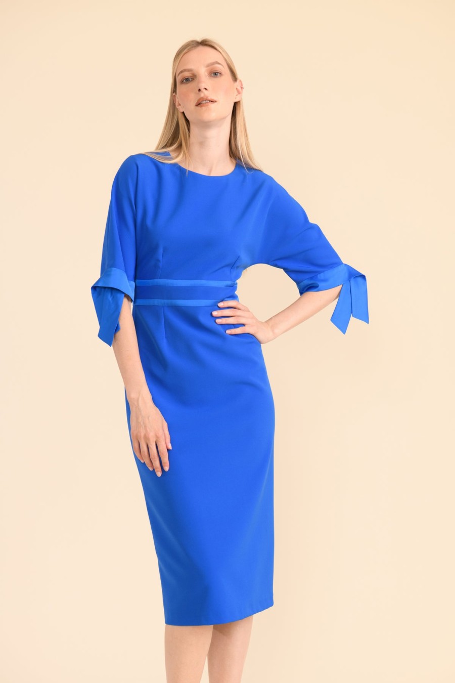 Online Caroline Kilkenny Caroline Kilkenny Midi Dress | Womens Fitted Waist Occasion Dress Blue