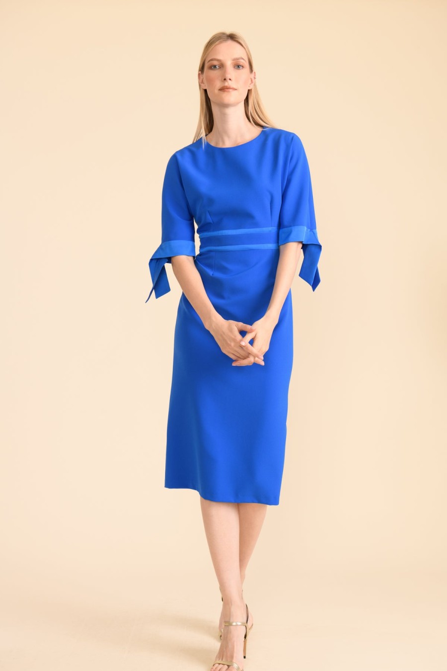 Online Caroline Kilkenny Caroline Kilkenny Midi Dress | Womens Fitted Waist Occasion Dress Blue