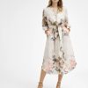 Hot Gustav Gustav Nichole Belted Floral Print Midi Dress | Ribbon Rouge Beige