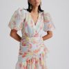 Clearance Malina Malina Peach Floral Print Mini Frill Dress | Spring Dresses Ireland Blue