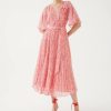 New Exquise Exquise Pink Blossom Print Pleated Midi Dress | Womens Occasion Dress Salmon