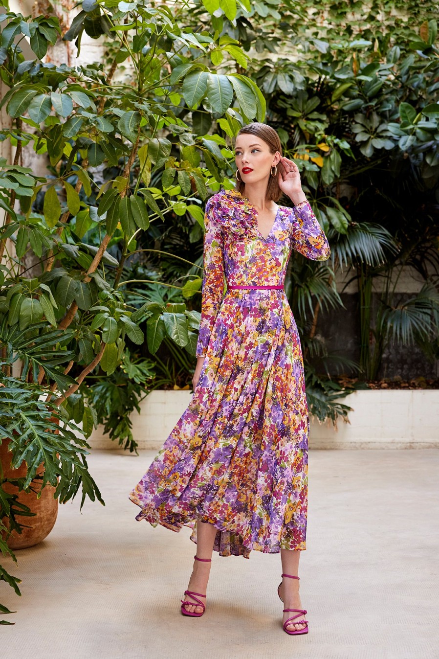 Best Carla Ruiz Carla Ruiz Long Sleeve Floral Dress | Womens Dresses Online In Ireland Purple