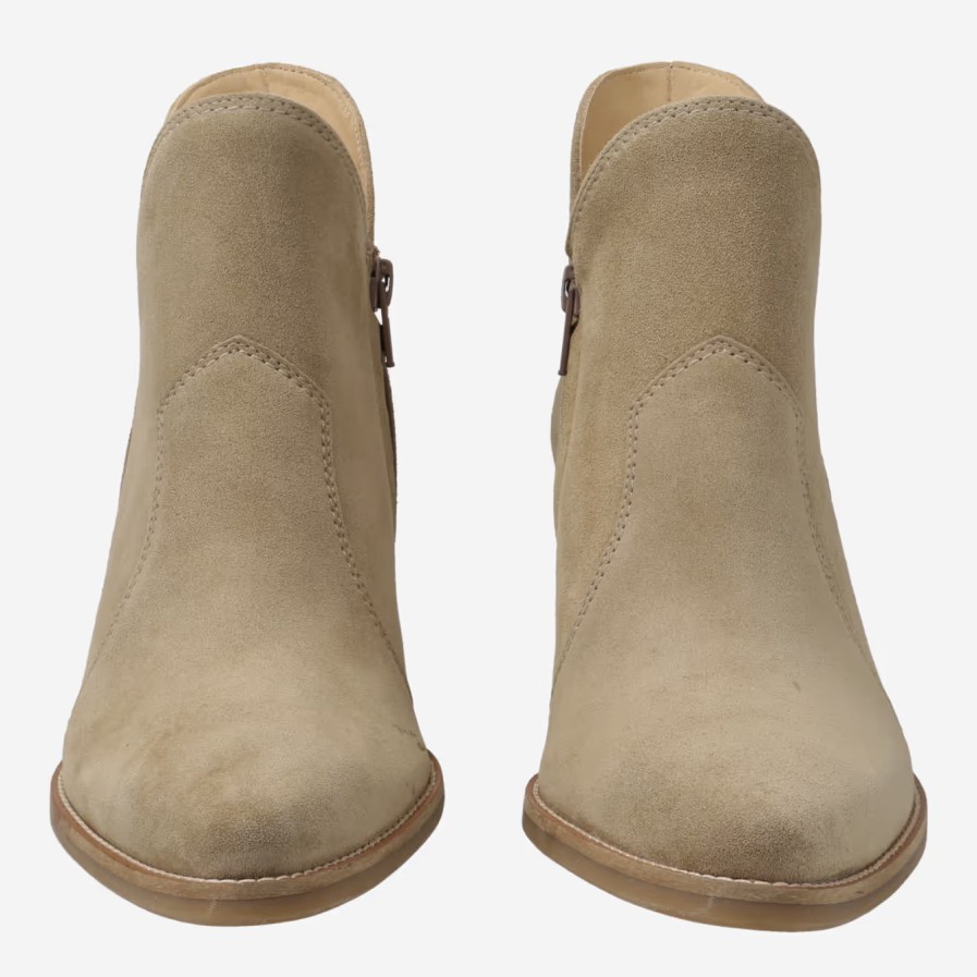 Best Paul Green Paul Green Western Style Suede Ankle Boots | Shop Womens Boots Beige