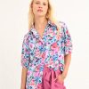 Hot Molly Bracken Molly Bracken Floral Print Short Sleeve Shirt | Summer Tops Ireland Purple