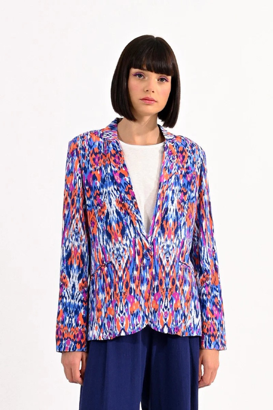 New Molly Bracken Molly Bracken Colour Graphic Print Blazer | Funky Blazers Ireland Multi