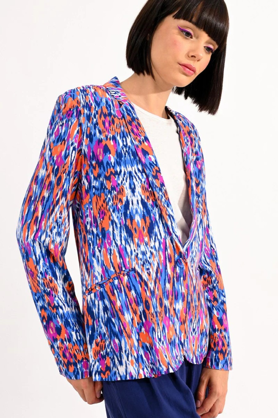 New Molly Bracken Molly Bracken Colour Graphic Print Blazer | Funky Blazers Ireland Multi