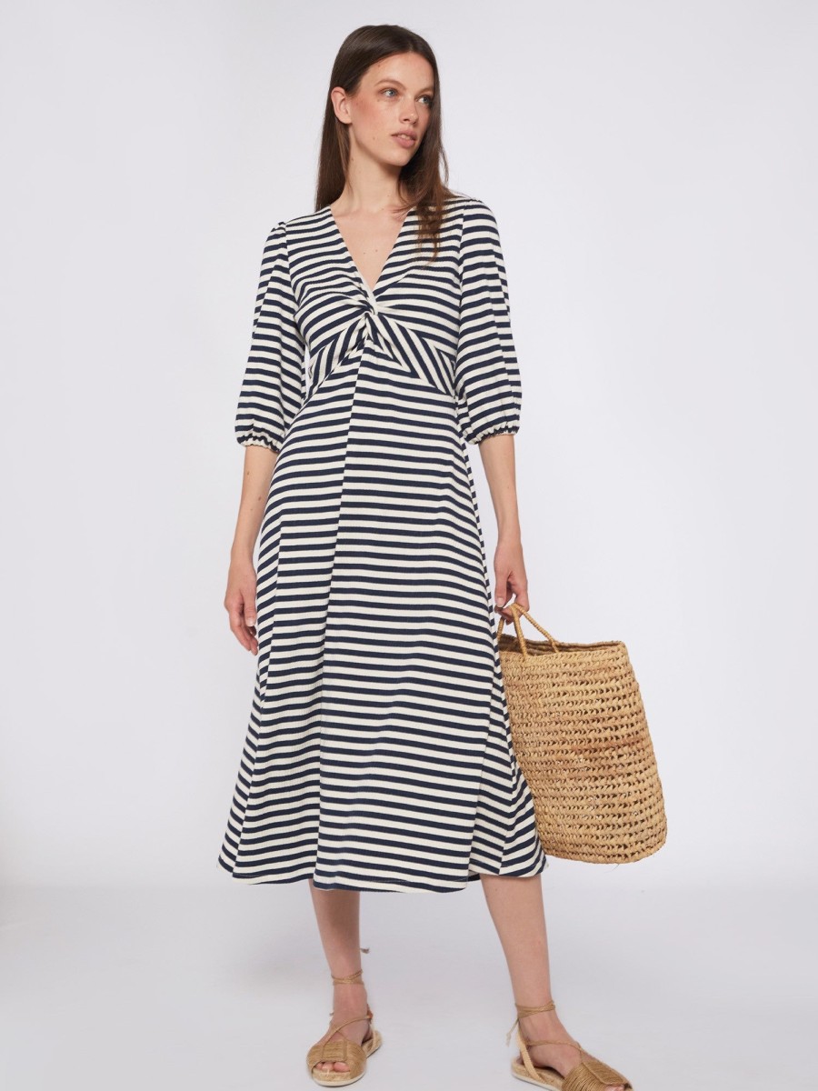 Clearance Vilagallo Blue & White D Midi Dress | Women'S Daytime Dresses Ireland Stripe