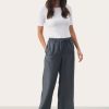 Online Part Two Part Two Evalda Shiny Crinkle Look Casual Trousers | Shop Ireland" Pewter