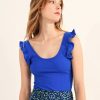 New Molly Bracken Elegant Ribbed Vest Top With Ruffle Trim | Molly Bracken Ireland