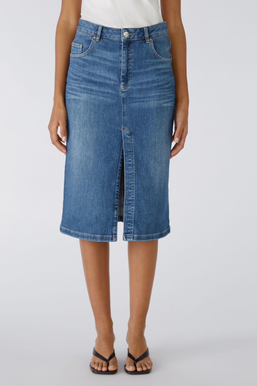 Best Oui Oui Dark Midi Skirt With Split | Ribbon Rouge Denim