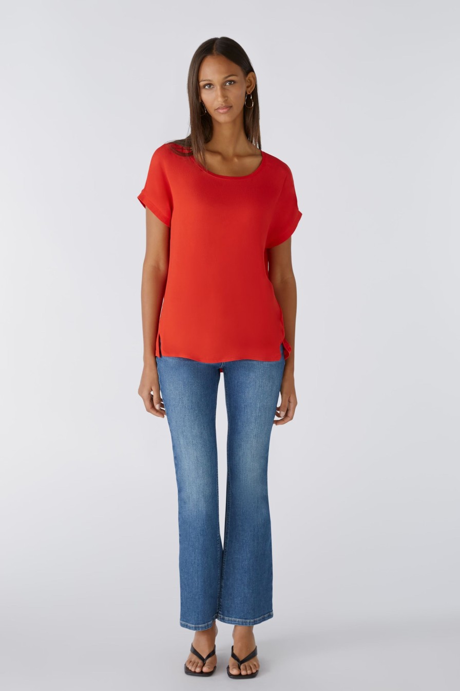 Hot Oui Oui Basic Short Sleeve Tee | Casual Women'S Tops Ireland Orange