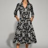 Wholesale Moskada Moskada /White Rise Print A-Line Dress | Ribbon Rouge Black