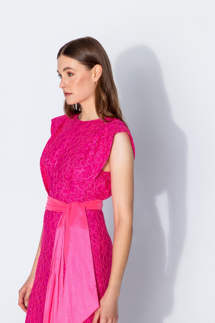 Best Kameya Kameya Fuchsia Floral Lace Maxi Dress | Shop Kameya Dresses Ireland Fuschia