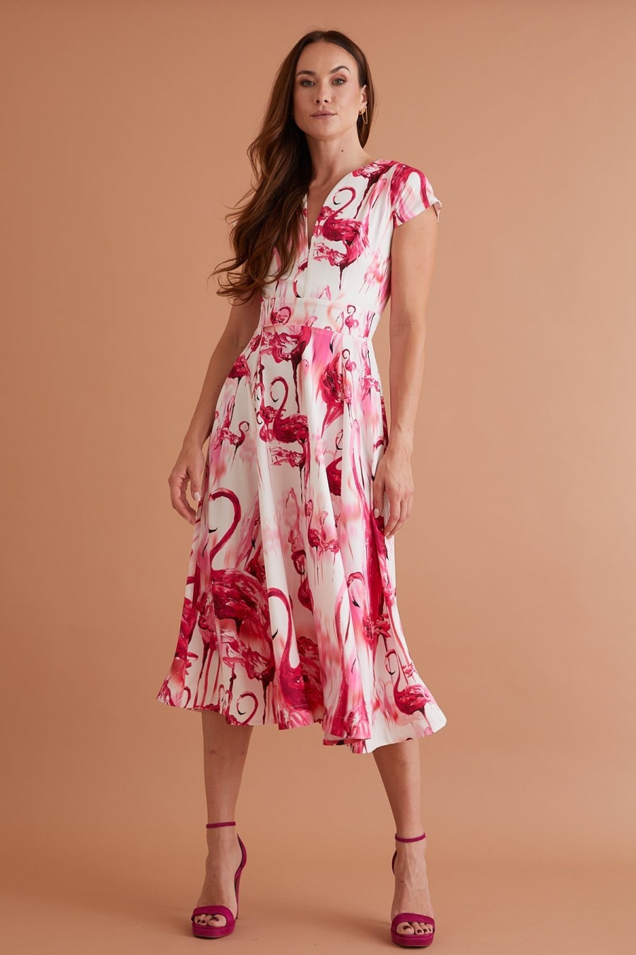 Clearance Rebecca Rhoades Rebecca Rhoades Nova Flamingo Dress | Women'S Summer Occasion Dresses Pink