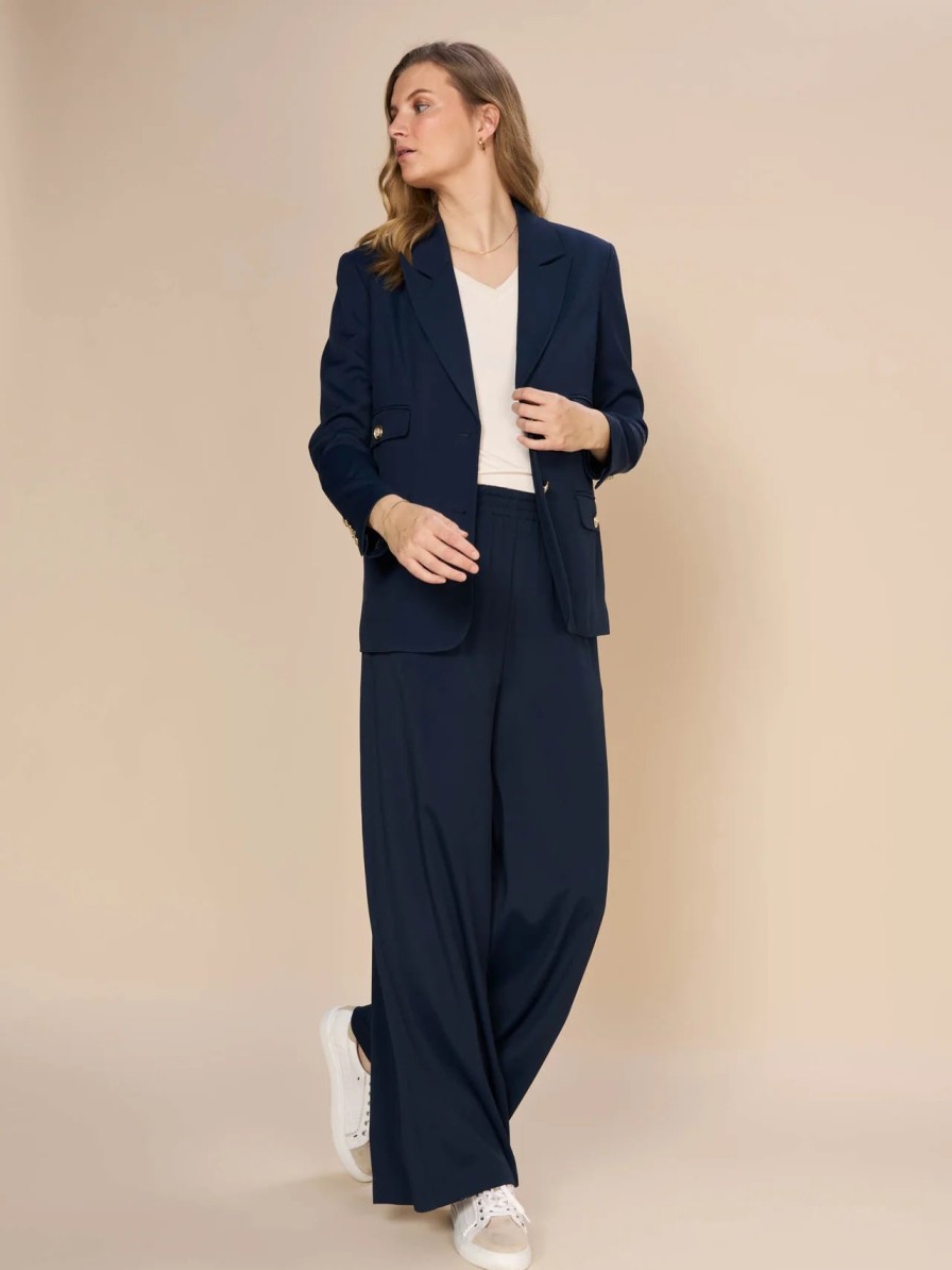 Best Mos Mosh Mos Mosh Fleur Cello Trousers | Comfortable Wide Leg Trousers Navy