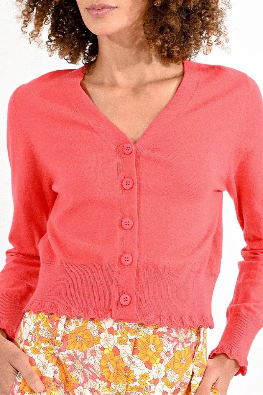 Clearance Molly Bracken Molly Bracken Scalloped Vneck Cardigan | Womens Summer Knitwear Ireland