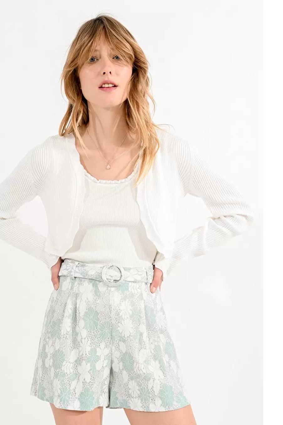 Hot Molly Bracken Short Bolero Cardigan | White | Women'S Knitwear Ireland