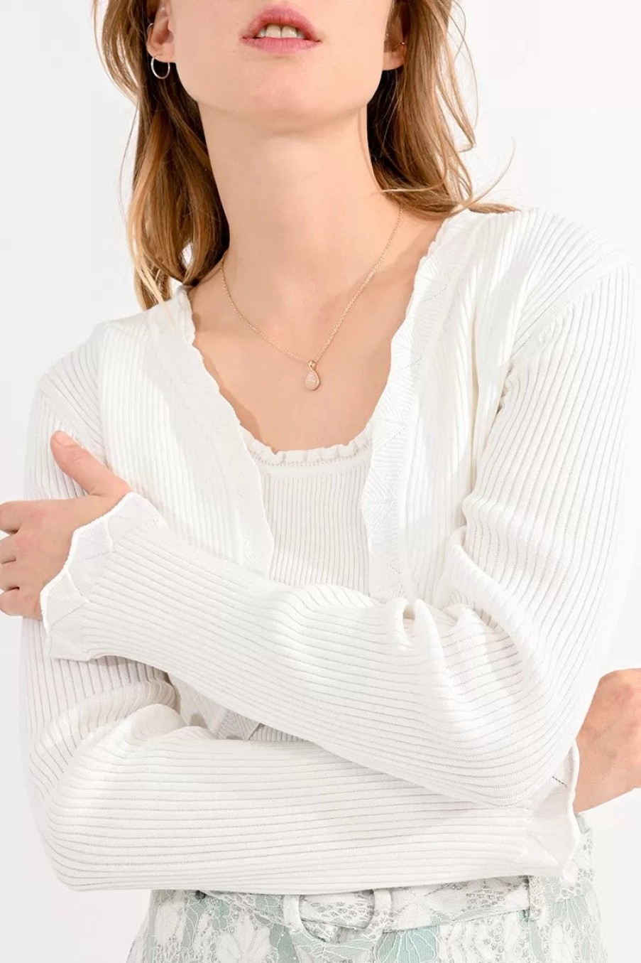 Hot Molly Bracken Short Bolero Cardigan | White | Women'S Knitwear Ireland