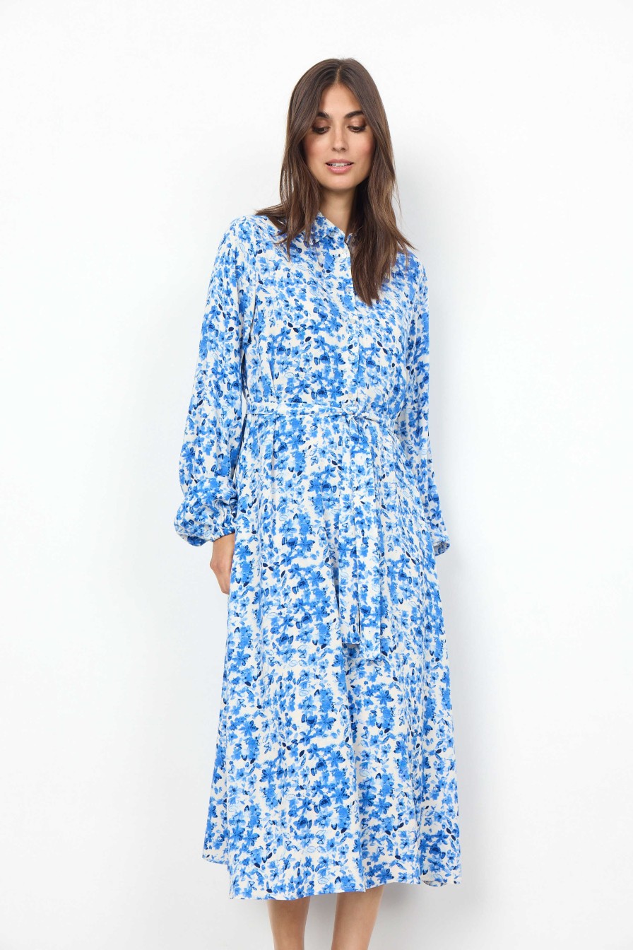 Clearance Soyaconcept Soyaconcept Doha White Belted Shirt Dress | Dresses Ireland Blue