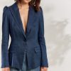 New Summum Summum Puffed Sleeve Jacket | Linen Blazers For Women Ireland Navy