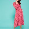 Wholesale Onjenu Onjenu Sharon /Red Print Midi Dress | Onjenu Ireland Pink